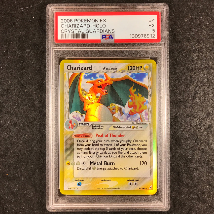 PSA 5 Charizard - 4/100 - Holo - Crystal Guardians  - 912