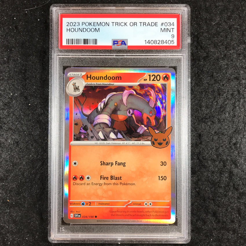 PSA 9 Houndoom - 034/198 - Holo - 2023 Trick Or Trade - 405