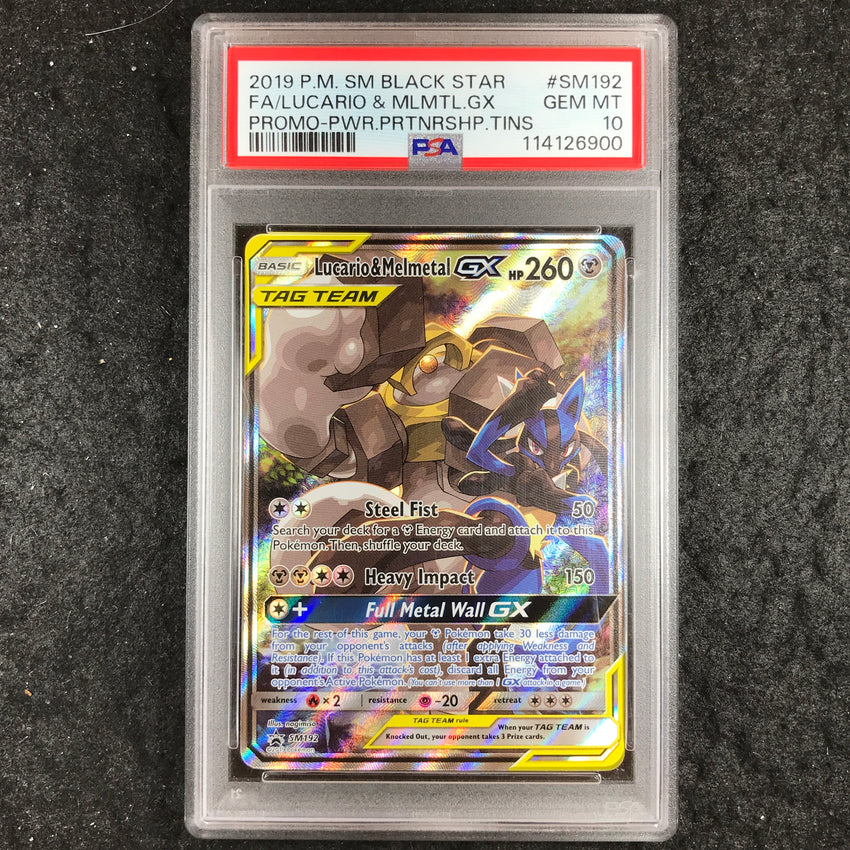 PSA 10 Lucario & Melmetal GX - SM192 - TAG GX Tin Black Star Promo 900