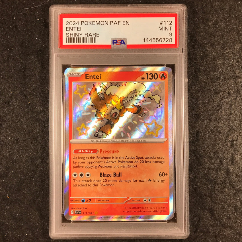 PSA 9 Entei - 112/091 - Shiny Rare - Paldean Fates - 728