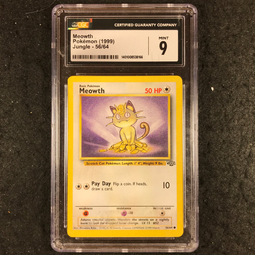 CGC 9 Meowth - 56/64 - 1999 Pokemon Jungle Unlimited - 166