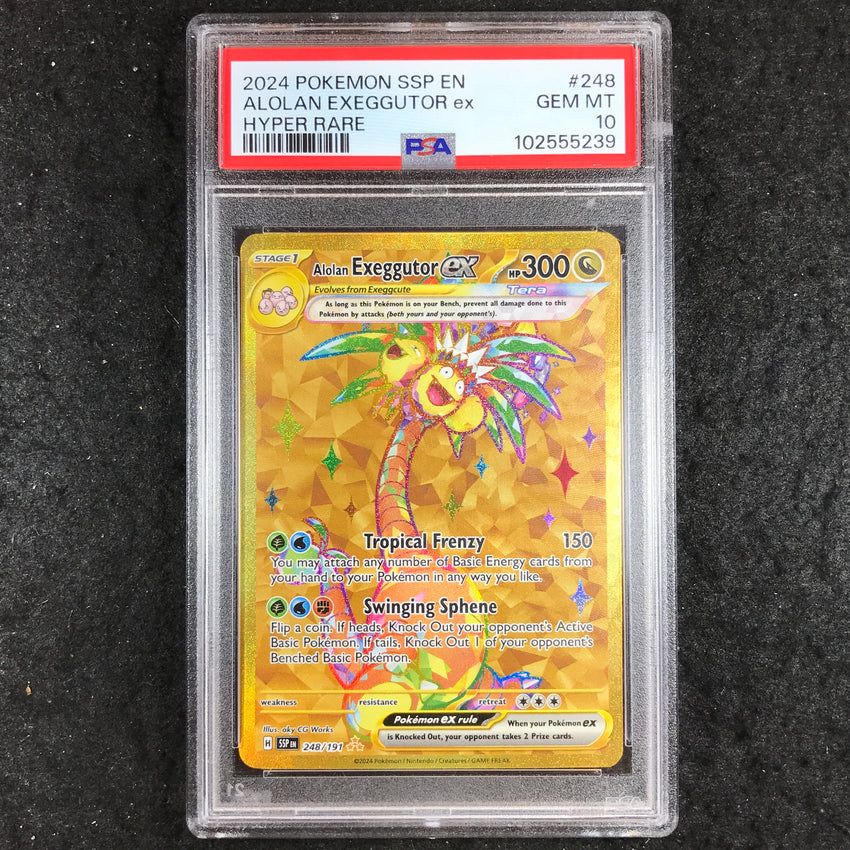 PSA 10 Alolan Exeggutor ex - 248/191 - Gold Hyper Rare Surging Sparks 239