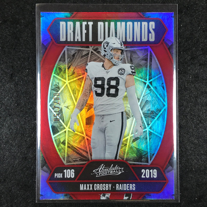 2025 Absolute Football MAXX CROSBY Draft Diamonds Red /150 #MCY