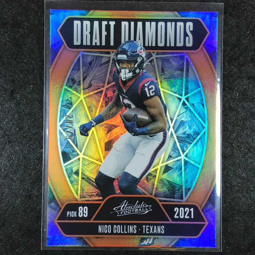 2025 Absolute Football NICO COLLINS Draft Diamonds Orange 28/75 #NCS