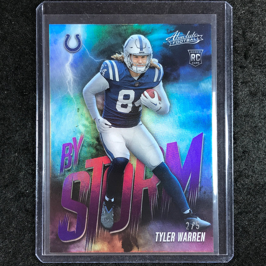 2025 Absolute Football TYLER WARREN By Storm Rookie Purple 2/5 #20