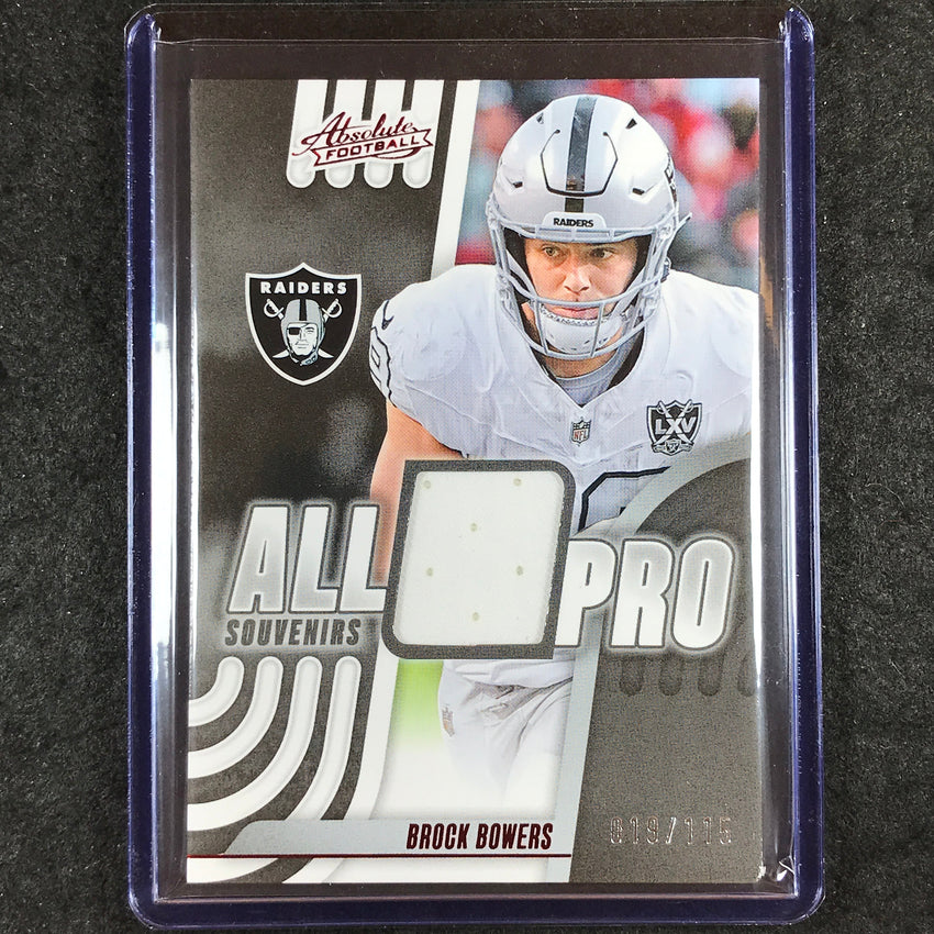 2025 Absolute Football BROCK BOWERS All Pro Souvenirs Jersey Relic 19/115