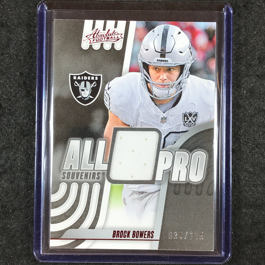2025 Absolute Football BROCK BOWERS All Pro Souvenirs Jersey Relic 34/115