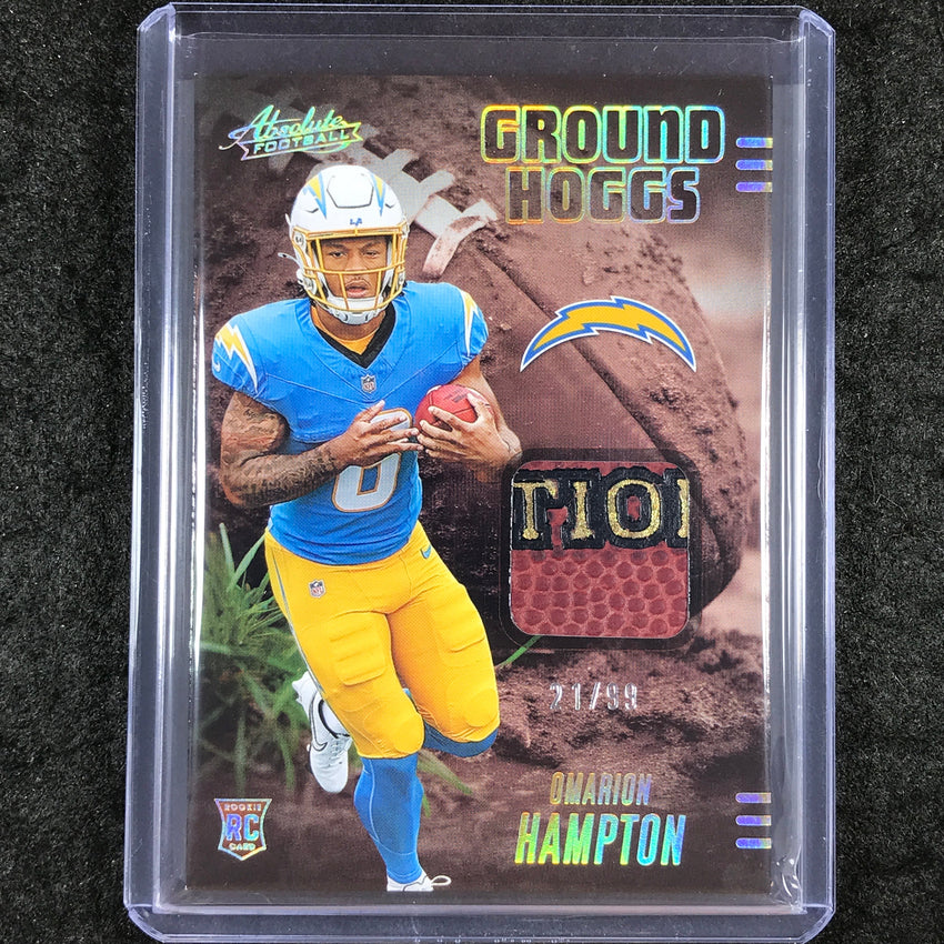 2025 Absolute OMARION HAMPTON Ground Hoggs Materials Rookie Ball Gold 21/99