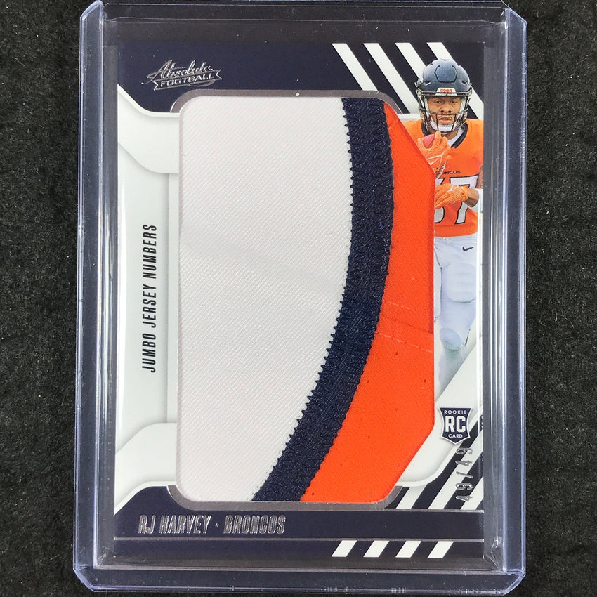 2025 Absolute Football RJ HARVEY Jumbo Jersey Number Rookie Patch 49/49