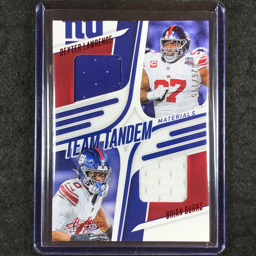 2025 Absolute Football LAWRENCE BURNS Team Tandem Materials Jersey Relic 26/115