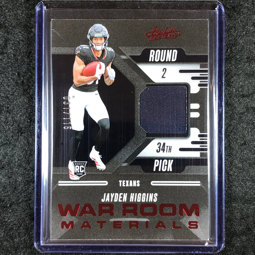 2025 Absolute Football JAYDEN HIGGINS War Room Materials Rookie Jersey 31/115