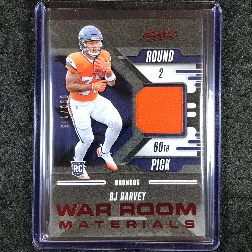 2025 Absolute Football RJ HARVEY War Room Materials Rookie Jersey Relic 90/115