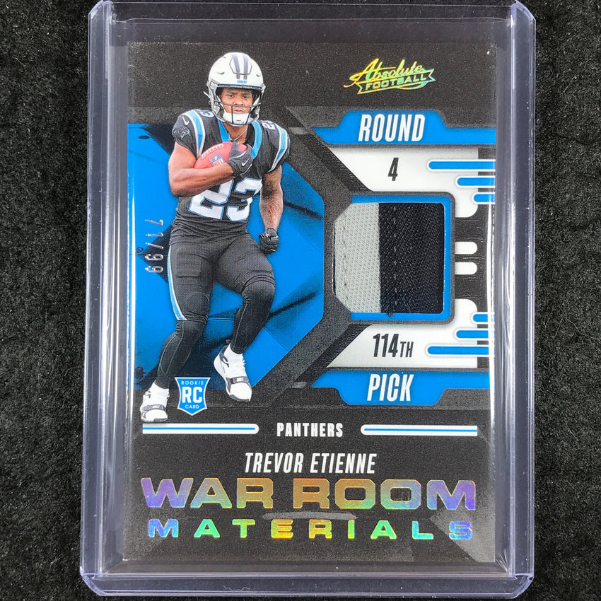 2025 Absolute Football TREVOR ETIENNE War Room Materials Rookie Patch Gold 71/99
