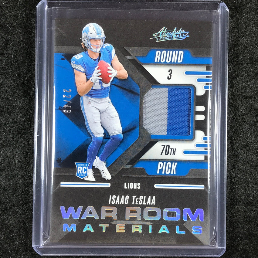 2025 Absolute Football ISAAC TESLAA War Room Materials Rookie Patch Silver 22/49