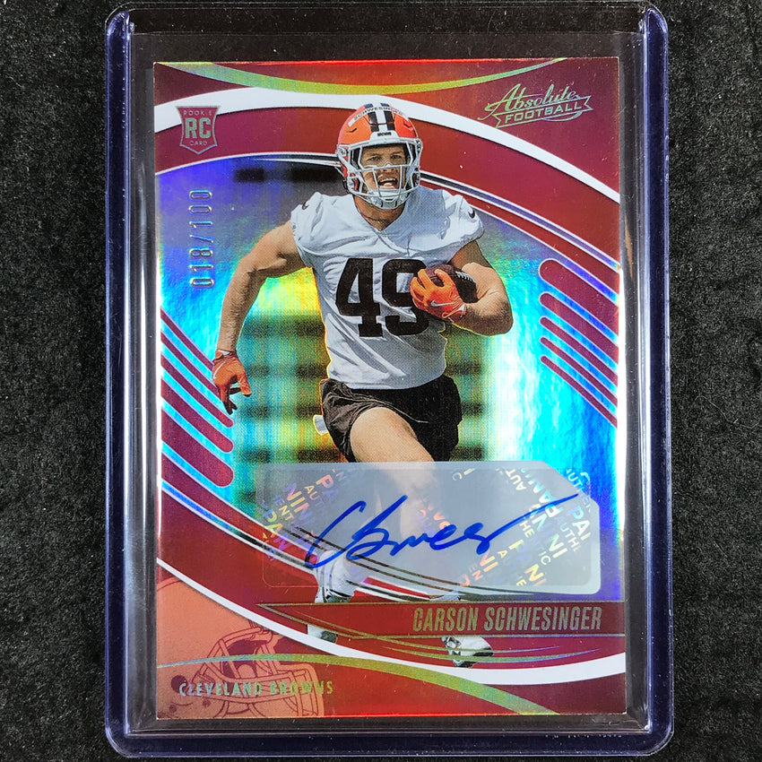 2025 Absolute Football CARSON SCHWESINGER Signature Rookies Auto Red 18/100 #112