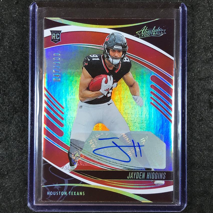 2025 Absolute Football JAYDEN HIGGINS Signature Rookies Auto Red 47/100 #138