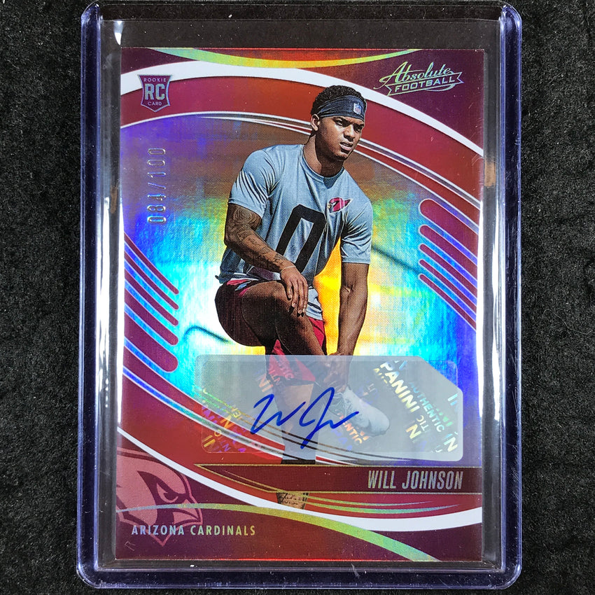 2025 Absolute Football WILL JOHNSON Signature Rookies Auto Red 84/100 #198