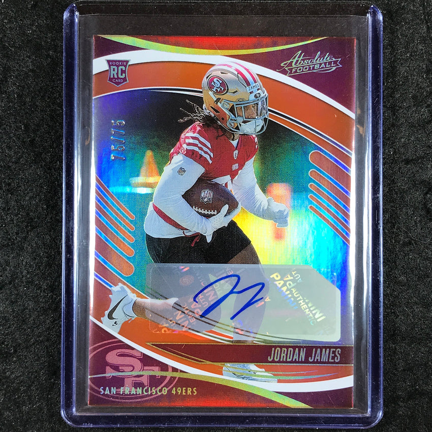2025 Absolute Football JORDAN JAMES Signature Rookies Auto Orange 75/75 #144