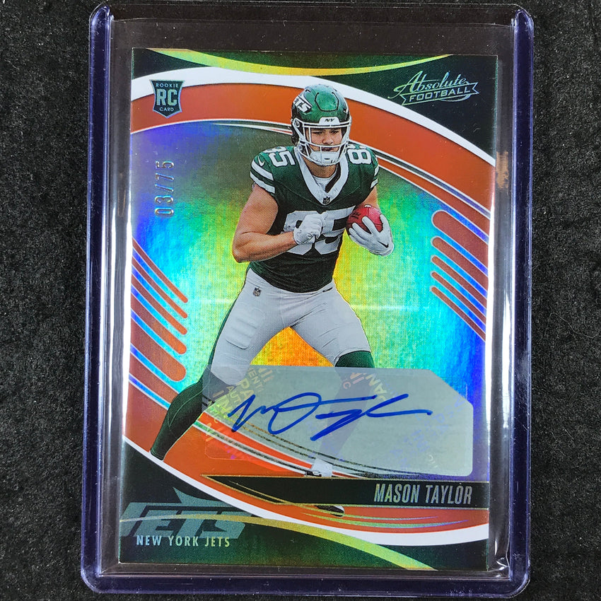 2025 Absolute Football MASON TAYLOR Signature Rookies Auto Orange 3/75 #157