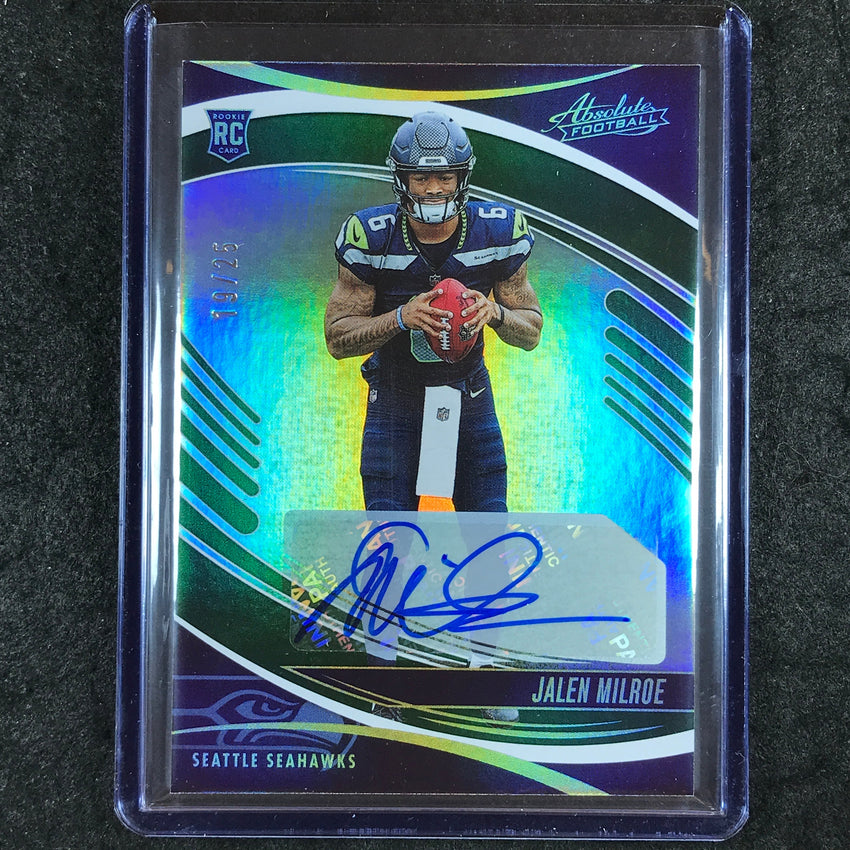 2025 Absolute Football JALEN MILROE Signature Rookies Auto Green 19/25 #132