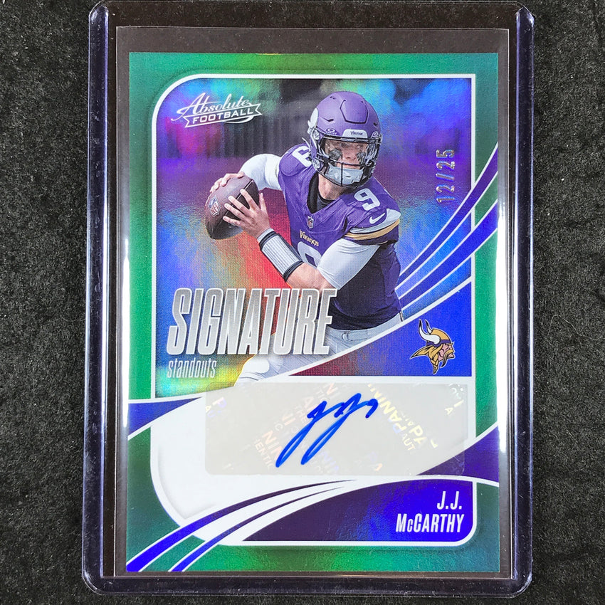 2025 Absolute Football J.J. MCCARTHY Signature Standouts Auto Green 12/25