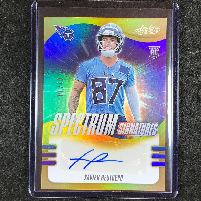 2025 Absolute Football XAVIER RESTREPO Spectrum Signatures Rookie Auto Gold 2/10