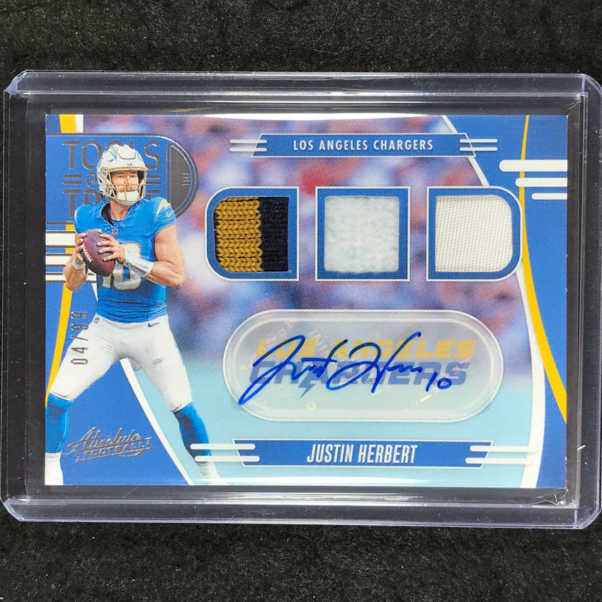 2025 Absolute Football JUSTIN HERBERT Tools of the Trade Triple Patch Auto 4/99