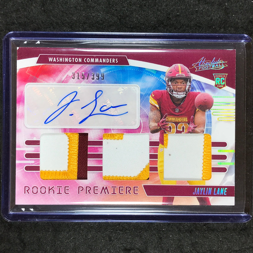 2025 Absolute Football JAYLIN LANE Rookie Premiere Materials Patch Auto 315/399