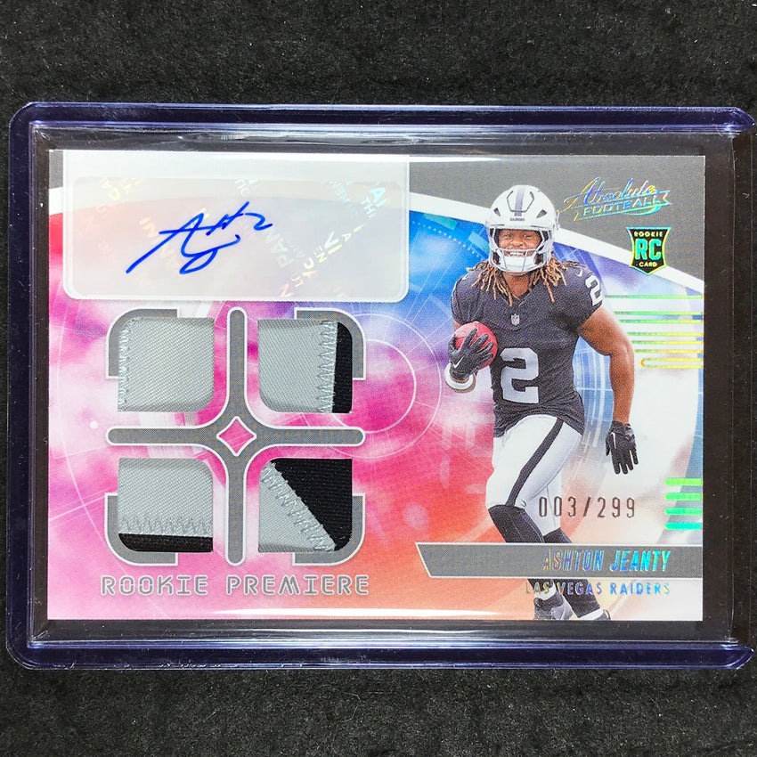 2025 Absolute ASHTON JEANTY Rookie Premiere Materials Quad Patch Auto 3/299