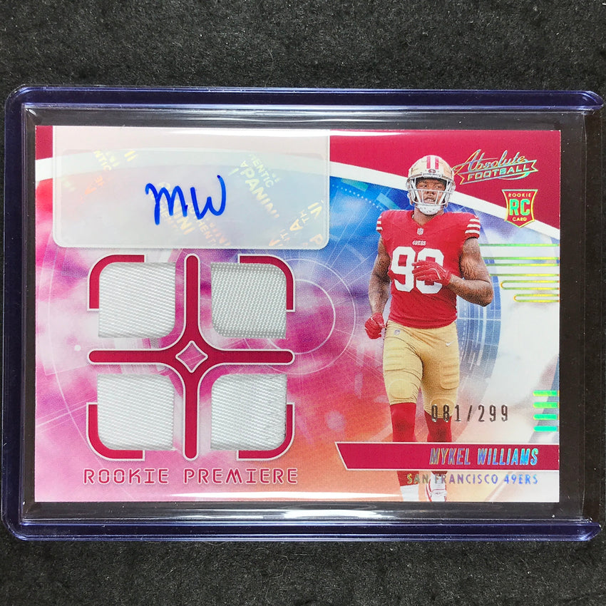 2025 Absolute MYKEL WILLIAMS Rookie Premiere Materials Quad Patch Auto 81/299