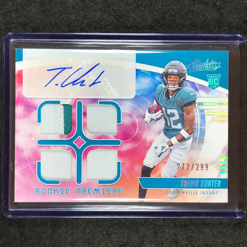 2025 Absolute TRAVIS HUNTER Rookie Premiere Materials Quad Patch Auto 272/299