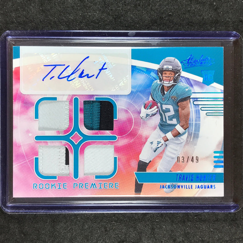 2025 Absolute TRAVIS HUNTER Rookie Premiere Materials Quad Patch Auto 3/49