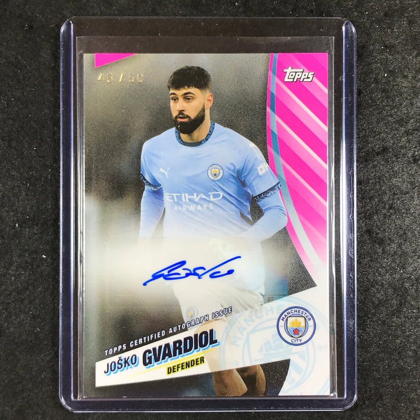 2024-25 Topps Blue Moon Manchester City JOSKO GVARDIOL Auto Pink 45/50