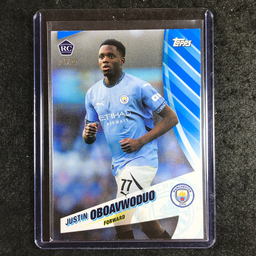 2024-25 Topps Blue Moon Manchester City JUSTIN OBOAVWODUO Rookie Base Blue 81/99