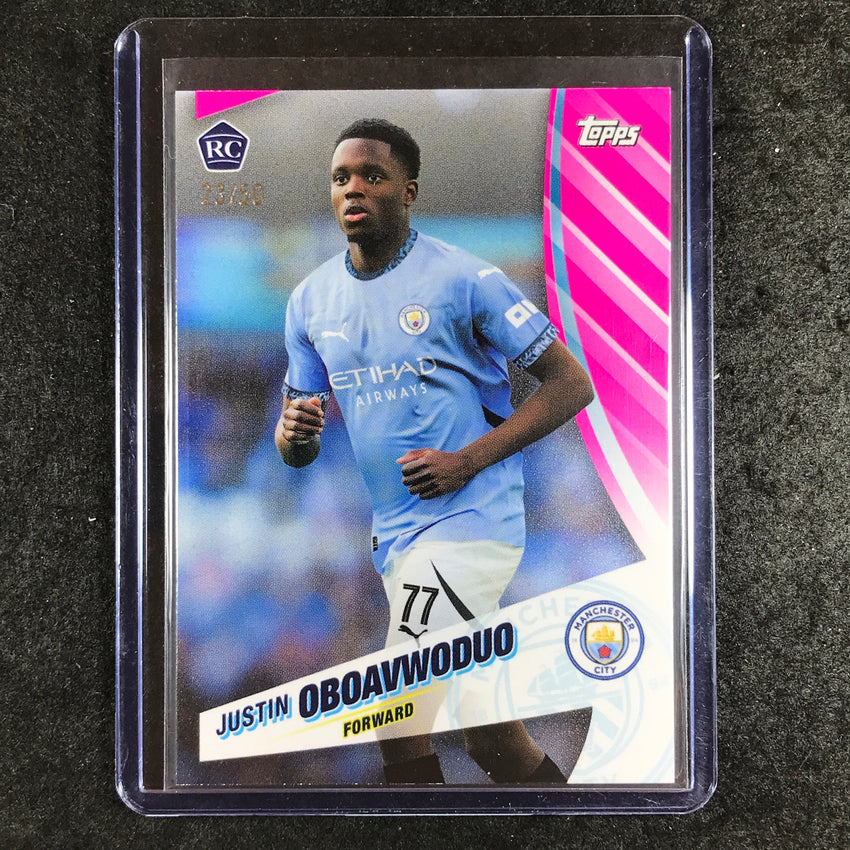 2024-25 Topps Blue Moon Manchester City JUSTIN OBOAVWODUO Rookie Base Pink 23/50