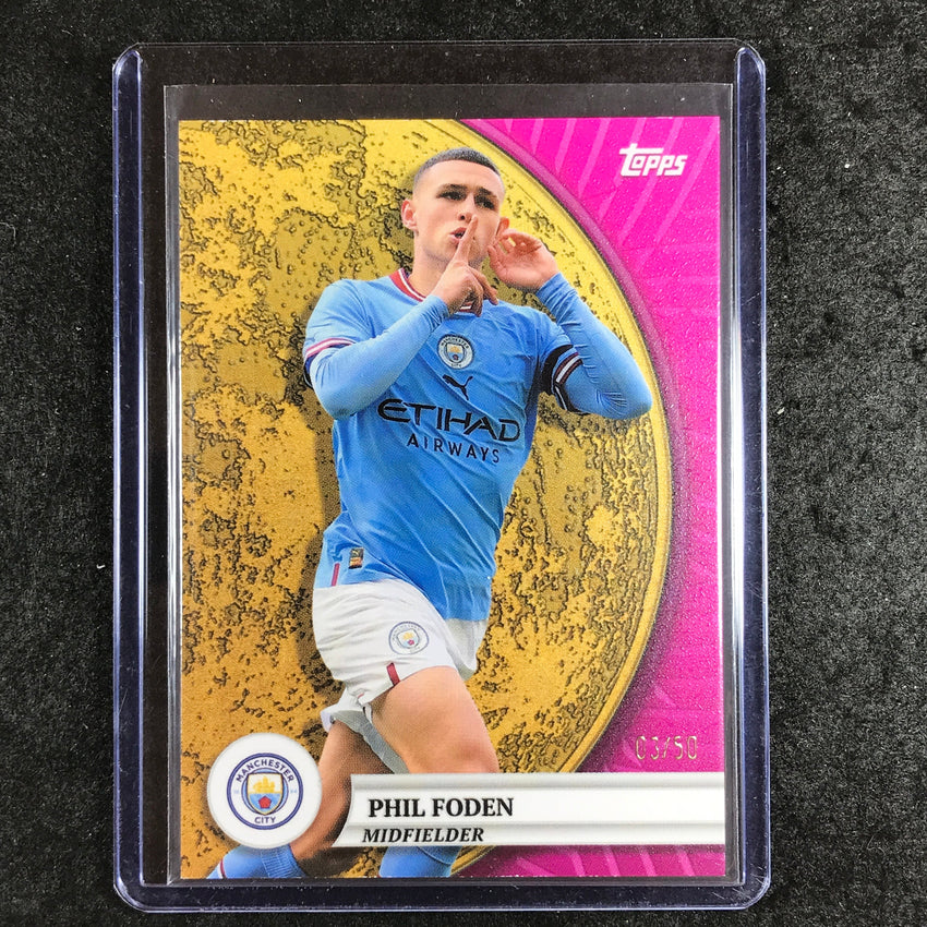 2024-25 Topps Blue Moon Manchester City PHIL FODEN Gold Moon Pink 3/50