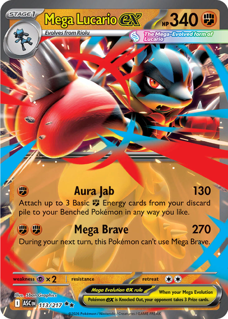 Mega Lucario ex - ( 113 ) - Double Rare - Pokemon ME Ascended Heroes
