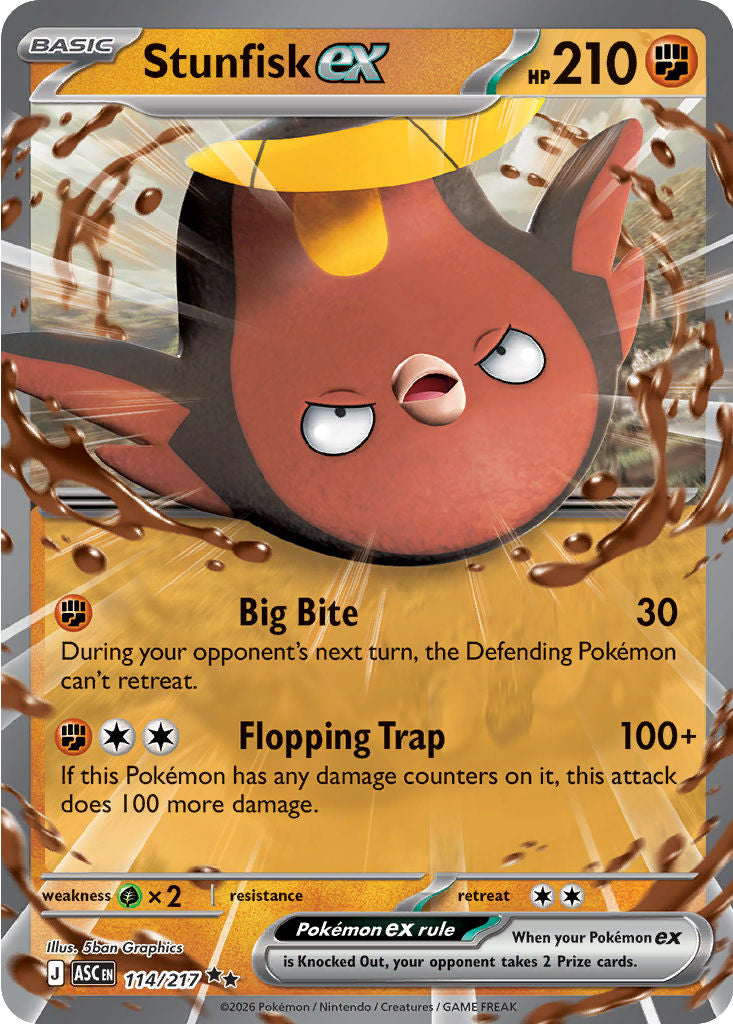 Stunfisk ex - ( 114/217 ) - Double Rare - Pokemon ME Ascended Heroes
