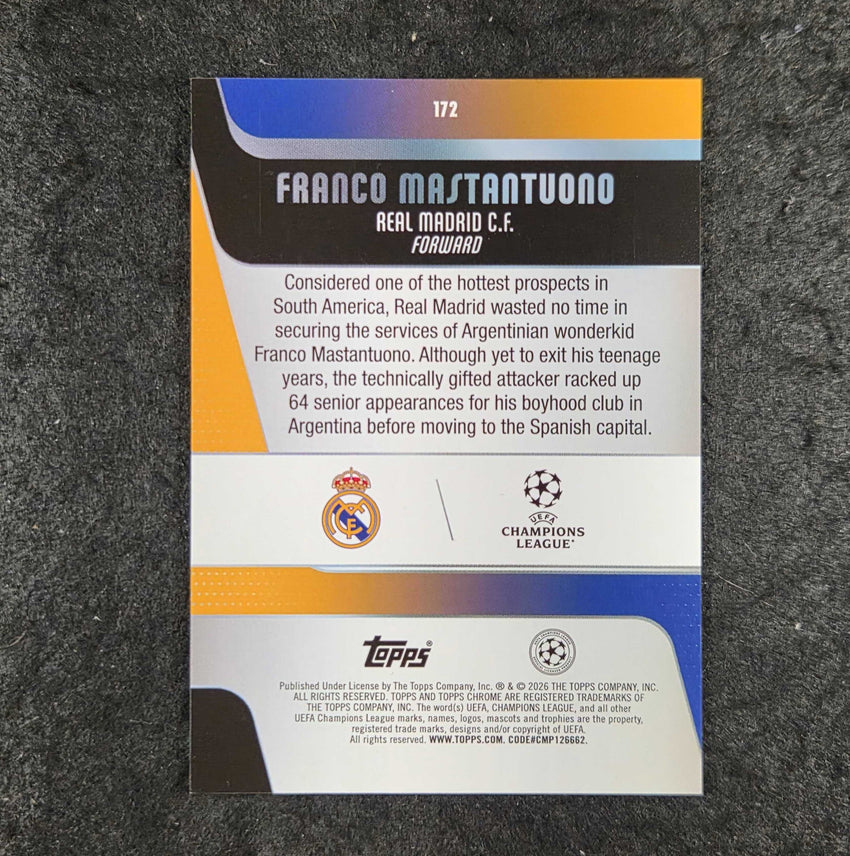 2025-26 Topps Chrome UEFA CC FRANCO MASTANTUONO Radiating Rookies SSP #172