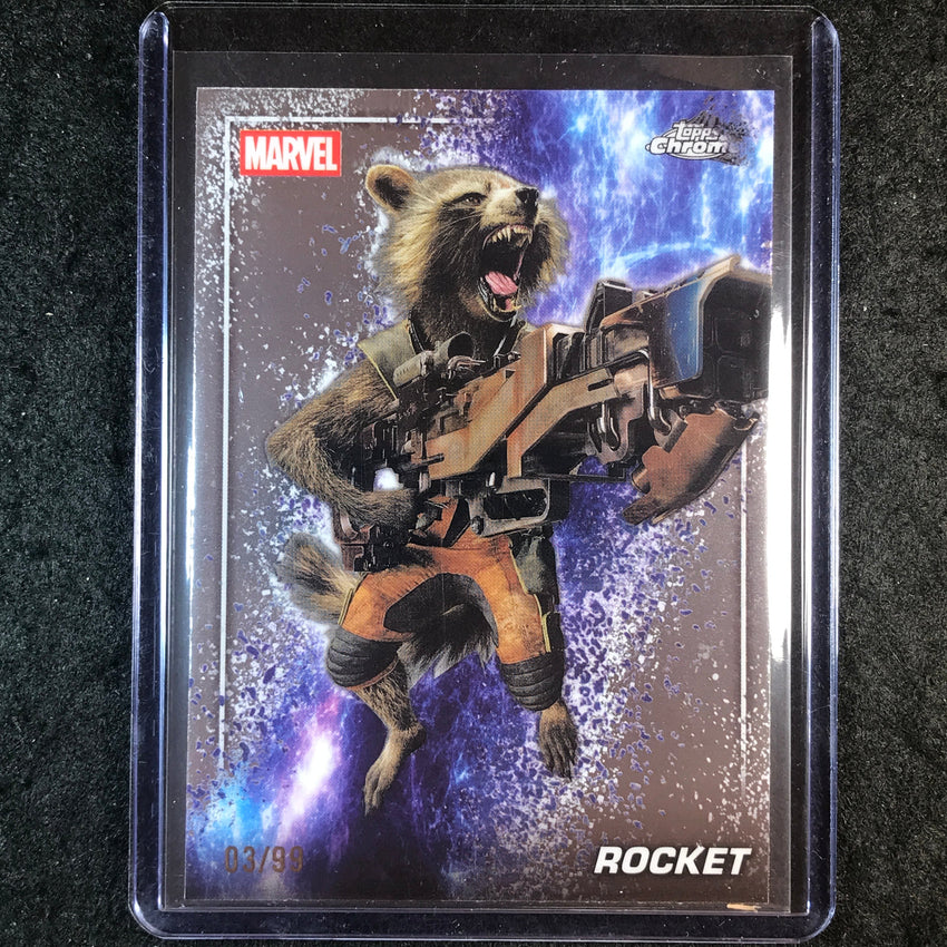 2025 Topps Chrome Marvel Studios ROCKET The Snap Variation 3/99 #43