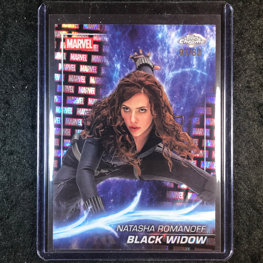 2025 Topps Chrome Marvel Studios BLACK WIDOW Marvel Red & Black Lava 7/80 #7
