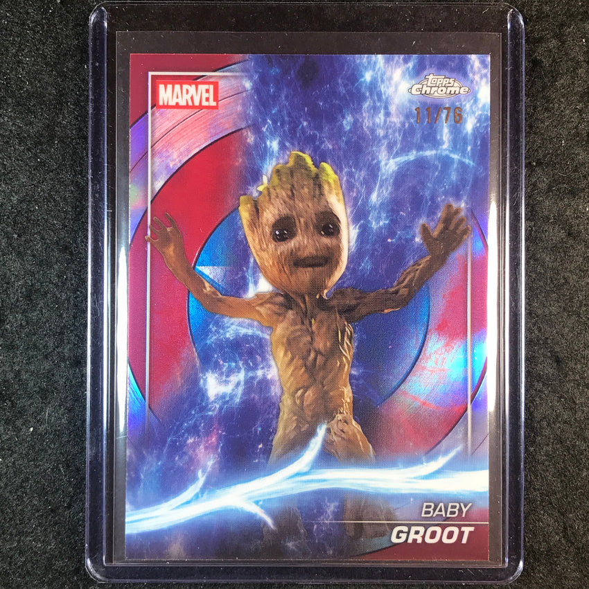 2025 Topps Chrome Marvel Studios BABY GROOT Captain America Refractor 11/76 #73