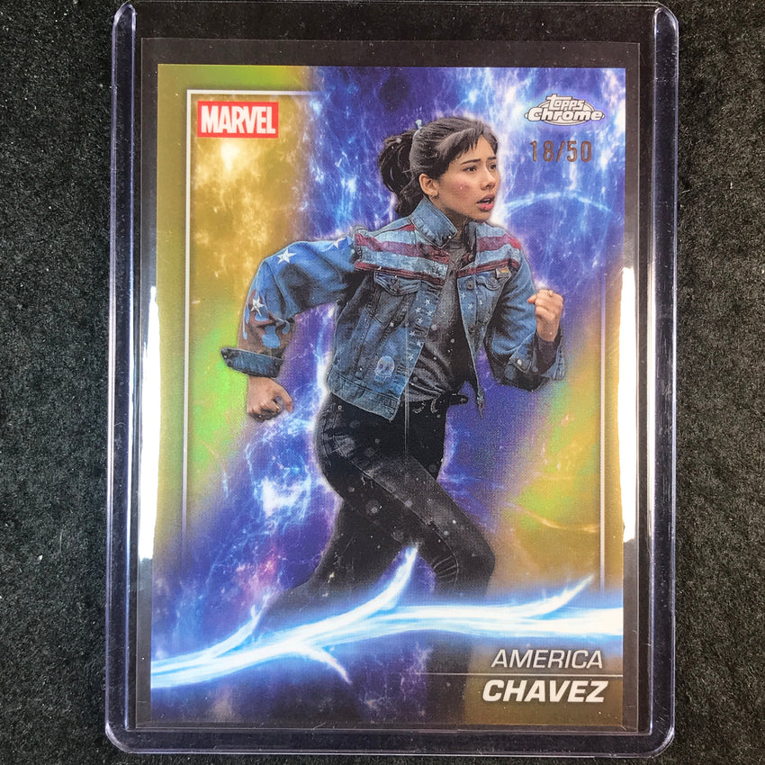 2025 Topps Chrome Marvel Studios AMERICA CHAVEZ Base Gold 18/50 #131