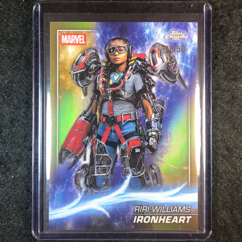 2025 Topps Chrome Marvel Studios IRONHEART Base Gold 28/50 #142