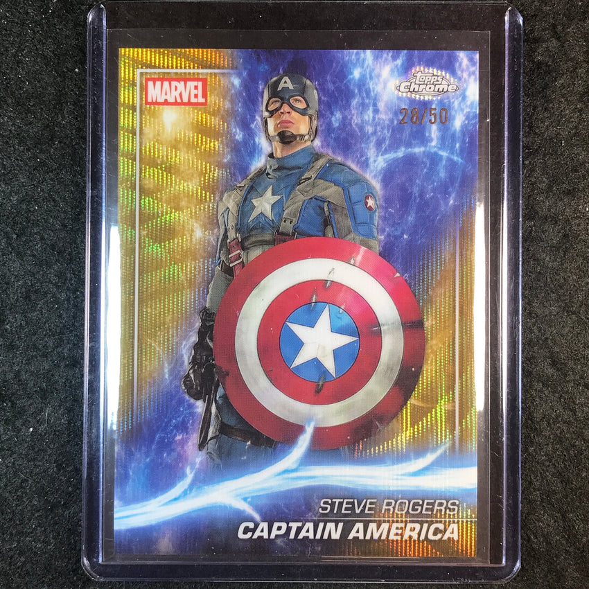2025 Topps Chrome Marvel Studios CAPTAIN AMERICA Base Gold Wave 28/50 #20