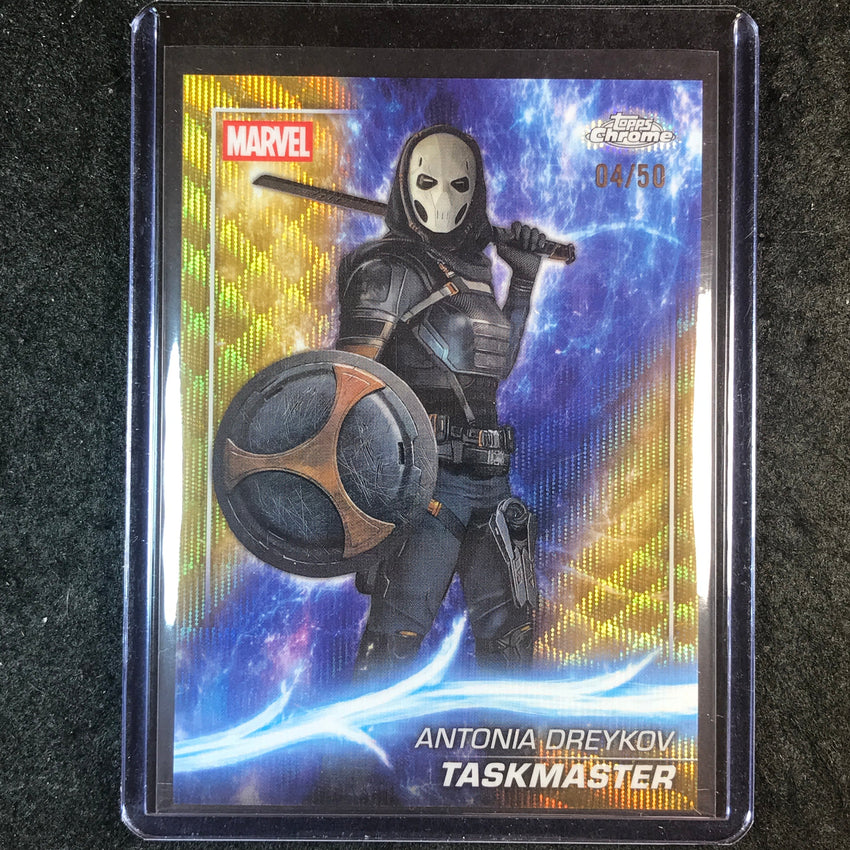 2025 Topps Chrome Marvel Studios TASKMASTER Base Gold Wave 4/50 #185