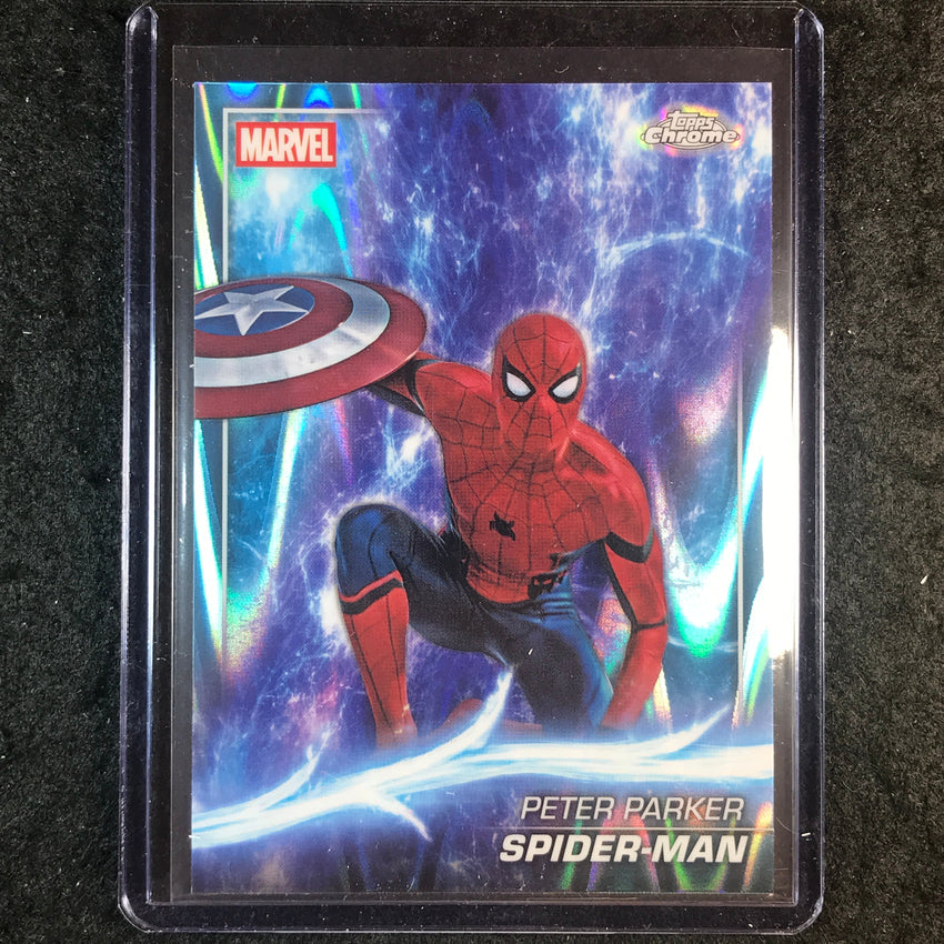 2025 Topps Chrome Marvel Studios SPIDER-MAN Sky Blue RayWave Refractor #61
