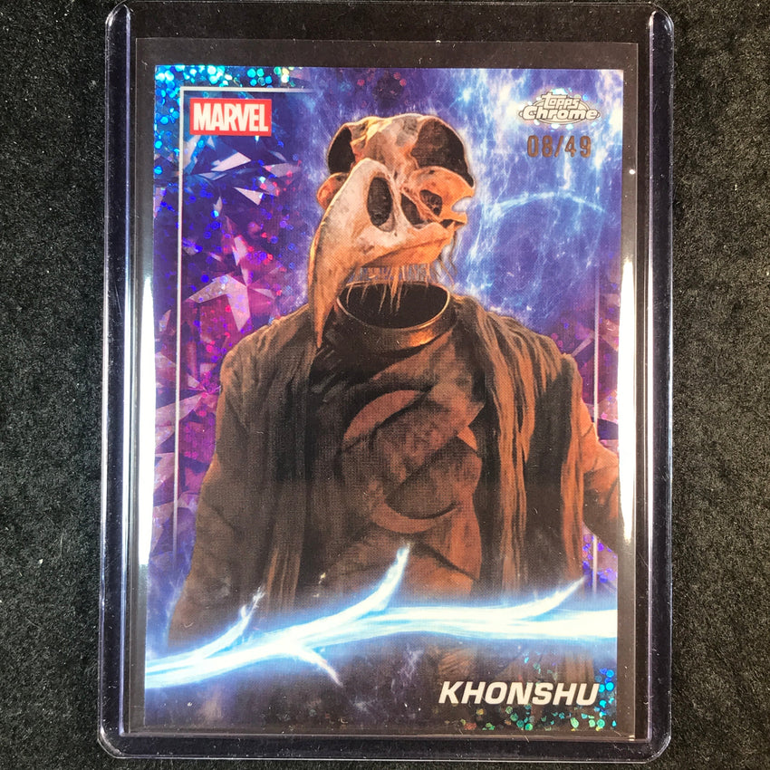 2025 Topps Chrome Marvel Studios KHONSHU Ms. Marvel Speckle Refractor 8/49 #130
