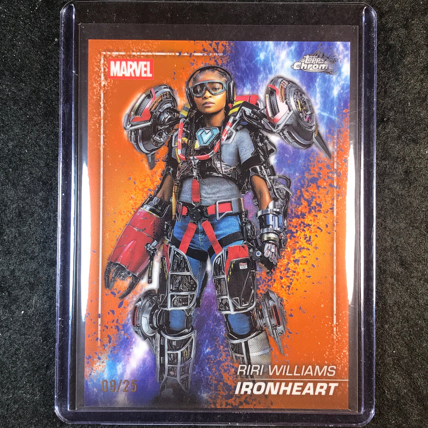2025 Topps Chrome Marvel Studios IRONHEART The Snap Variation Orange 9/25 #142