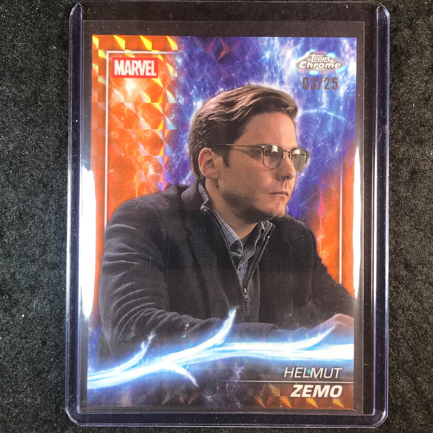 2025 Topps Chrome Marvel Studios HELMUT ZEMO Base Orange Geometric 3/25 #62